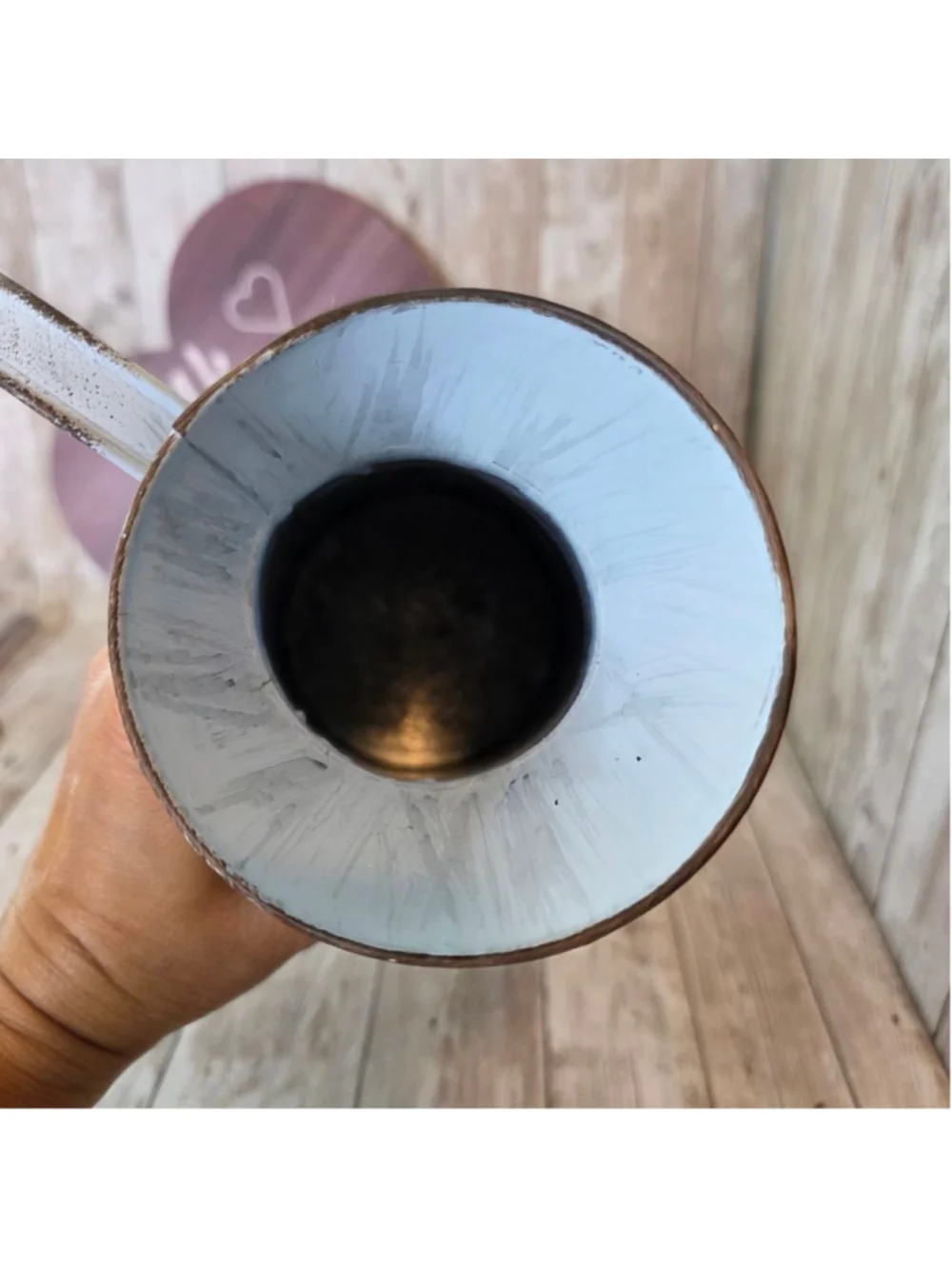 Light Blue/Gray Farmhouse Rustic Metal Pitcher Vase NWOT